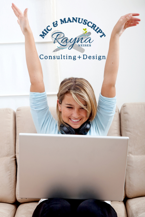 rayna speaking (500 x 750 px) (1) Mic & Manuscript- Consulting + Design with Rayna